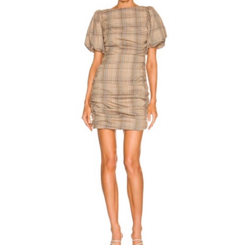 MAJORELLE DARLENE MINI DRESS Tan Plaid XS